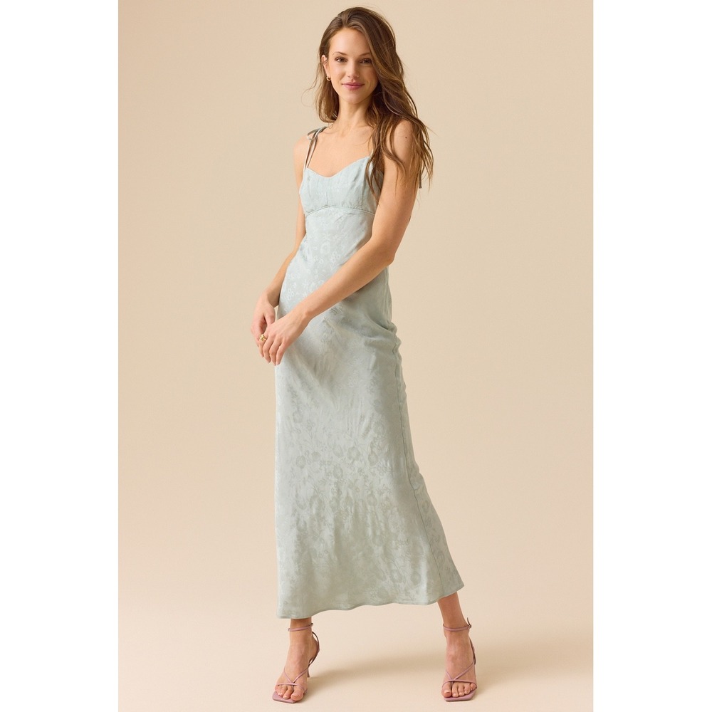 Altar'd State Size Medium Sage Green Floral Jacquard Open Back Maxi Dress NWT